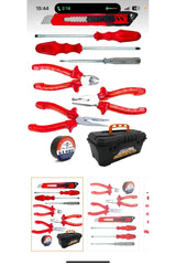 'BK' 9 PARÇA 3 Lü Pense Set 3 Lü Tornavida Takımı Elektrik Bandı Falçata+takım Çanta Set