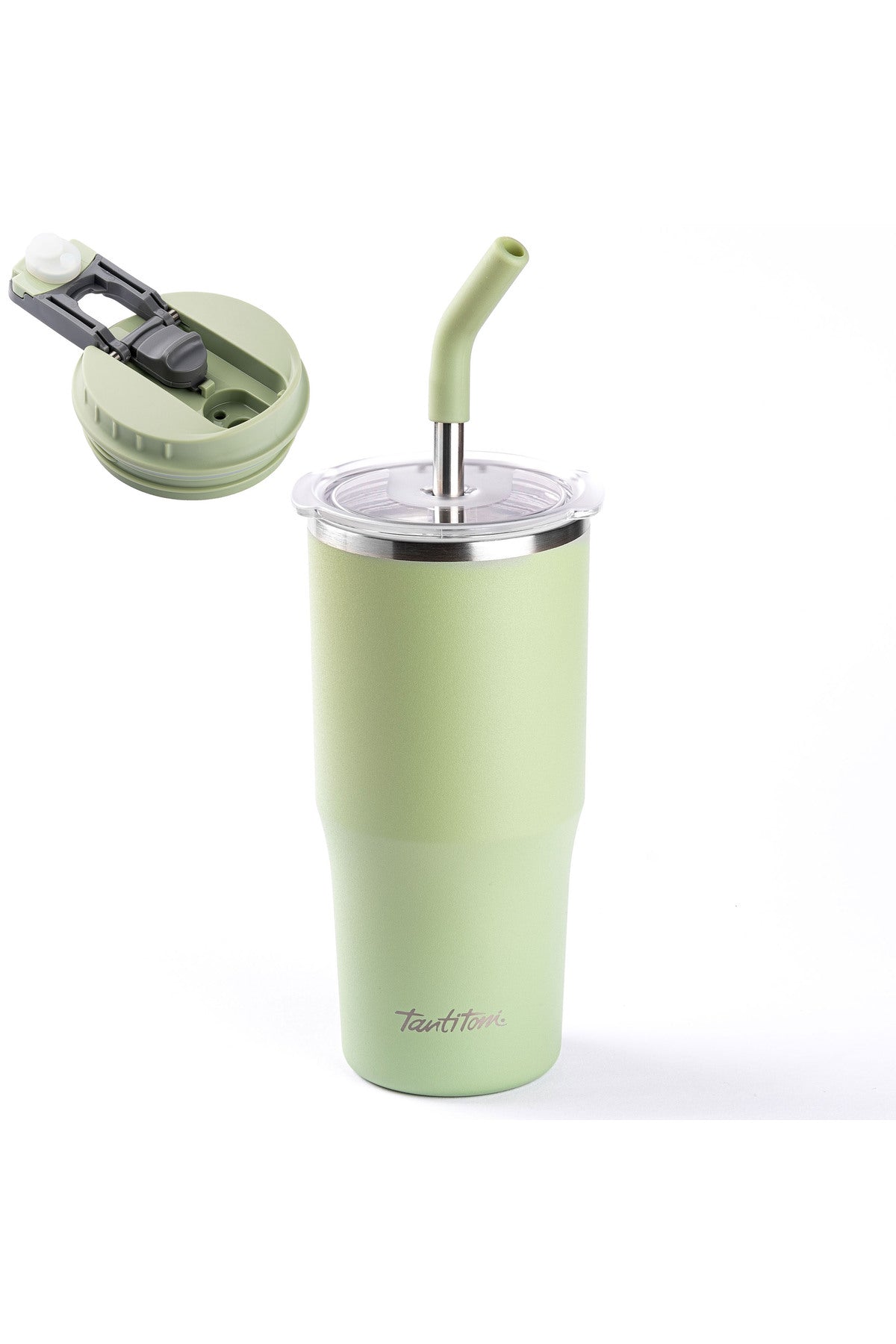 024-01-YEŞİL 2 FONKSİYONLU ÇİFT KATMANLI PİPETLİ TERMOS BARDAK 700ML