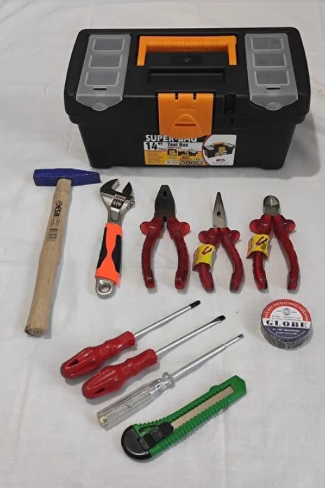 'BK' TAKIM ÇANTASI 11 PARÇA METAL KİLİTLİ TAKIM ÇANTASI TAMİR SETİ PENSE KARGABURUN   FULL SET